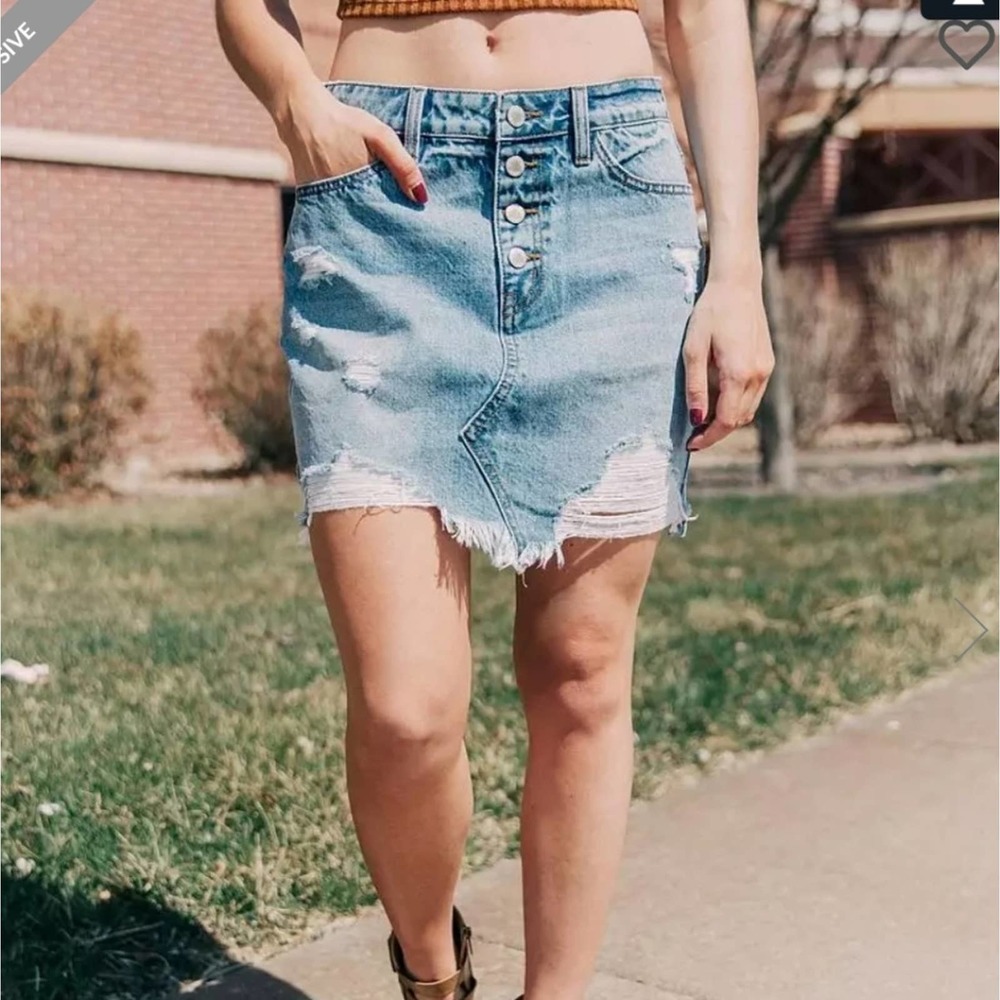 Kancan Signature High Rise Denim Mini Skirt